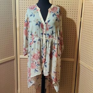 Torrid size 2 floral blouse overlay